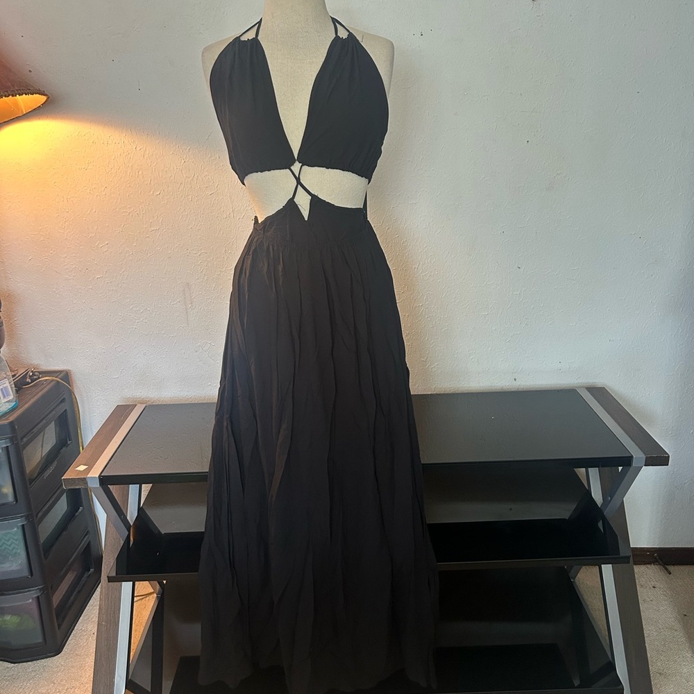 Forever 21 Black Backless Halter Dress